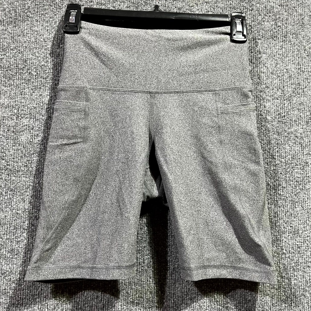 Old Navy Powersoft Go Dry Bike Shorts Womens Small Gray High Rise Pockets Active